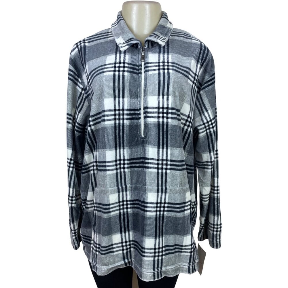 Liz Claiborne Women’s Gray/White Plaid Pullover Size L - New